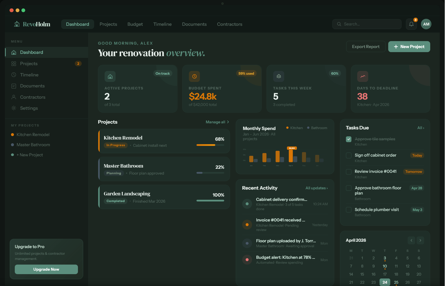 RevoHolm App Dashboard Preview